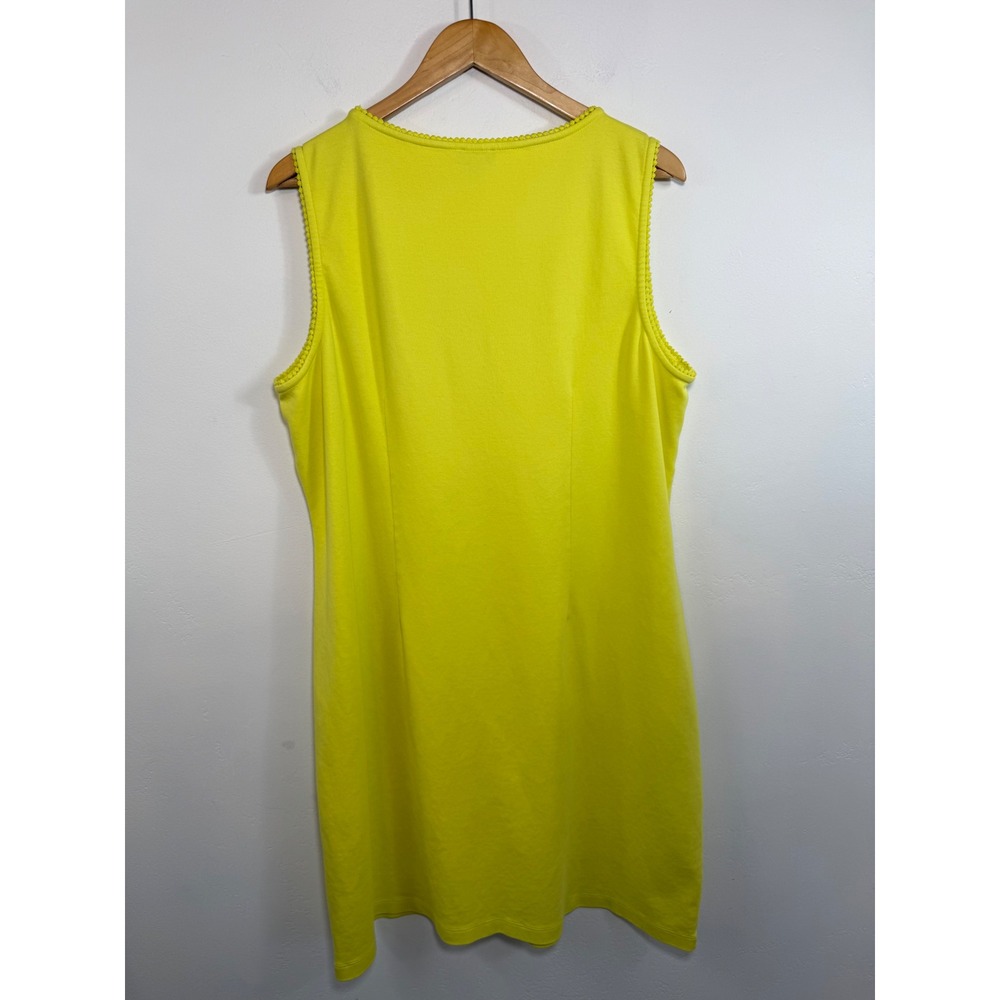 Talbots Eyelet Embroidered Knit Dress Yellow Green Pom Pom Trim Plus Resort 2X - Picture 4 of 11
